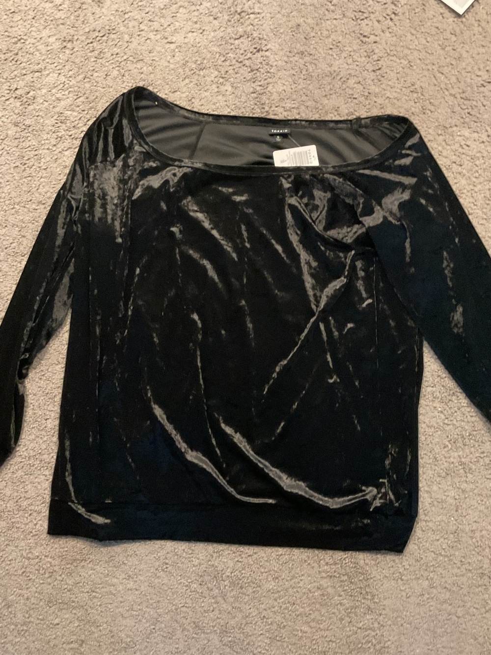 NWT torrid Black Velvet Boatneck One Shoulder Long-Sleeve Top Shirt Goth sz 5X